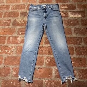Good Legs Chewed Hem Ankle Straight Leg Women'sBlue Distressed Jeans size 14/32